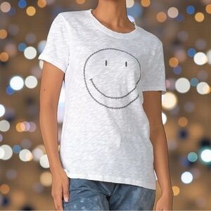 Elan Smile Crew Neck Graphic Print 100% Cotton T-Shirt Women's Size Large
